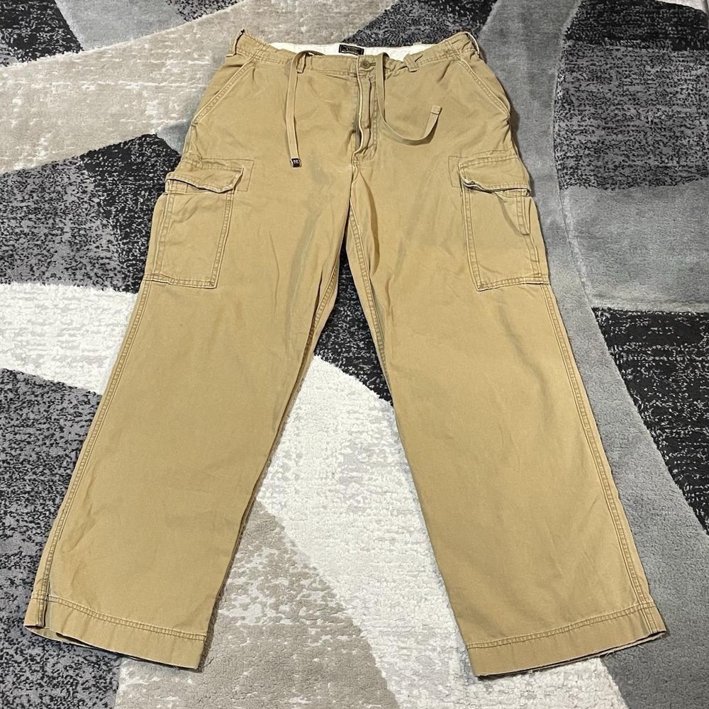 VTG Abercrombie & Fitch Paratrooper Cargo Pants Men 34R Brown Military Baggy Y2K